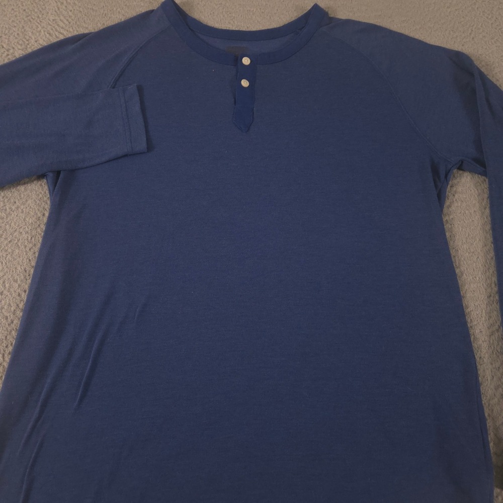 The North Face Shirt Mens L Blue FlashDry Long Sleeve Henley Performance Tee